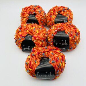 Zitron Farfalla Yarn Lot of 5 Orange Confetti Merino Wool Blend New